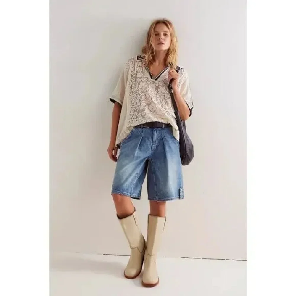 031 FP We The Free Feeling Sporty Lace Tee Ivory As Mock NWOT Size Medium - Picture 2 of 16